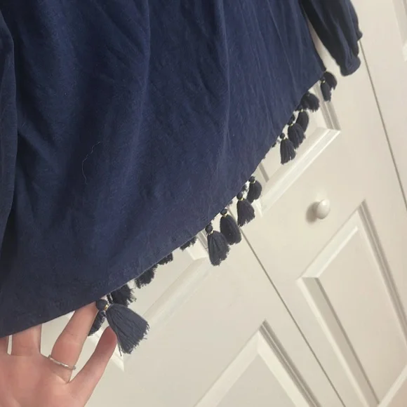 Lilly Pulitzer Linzy Tassel Trim True Navy Long Sleeve - Picture 11 of 11